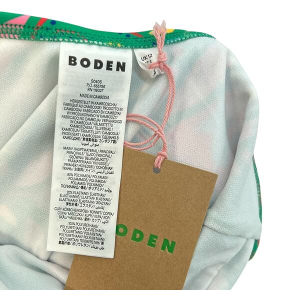 Boden Stripe Trim Swimsuit One Piece Decorative Garden Floral Green Size US 8 - Picture 10 of 11